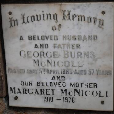 McNICOLL George Burns -1963 &amp; Margaret 1910-1976