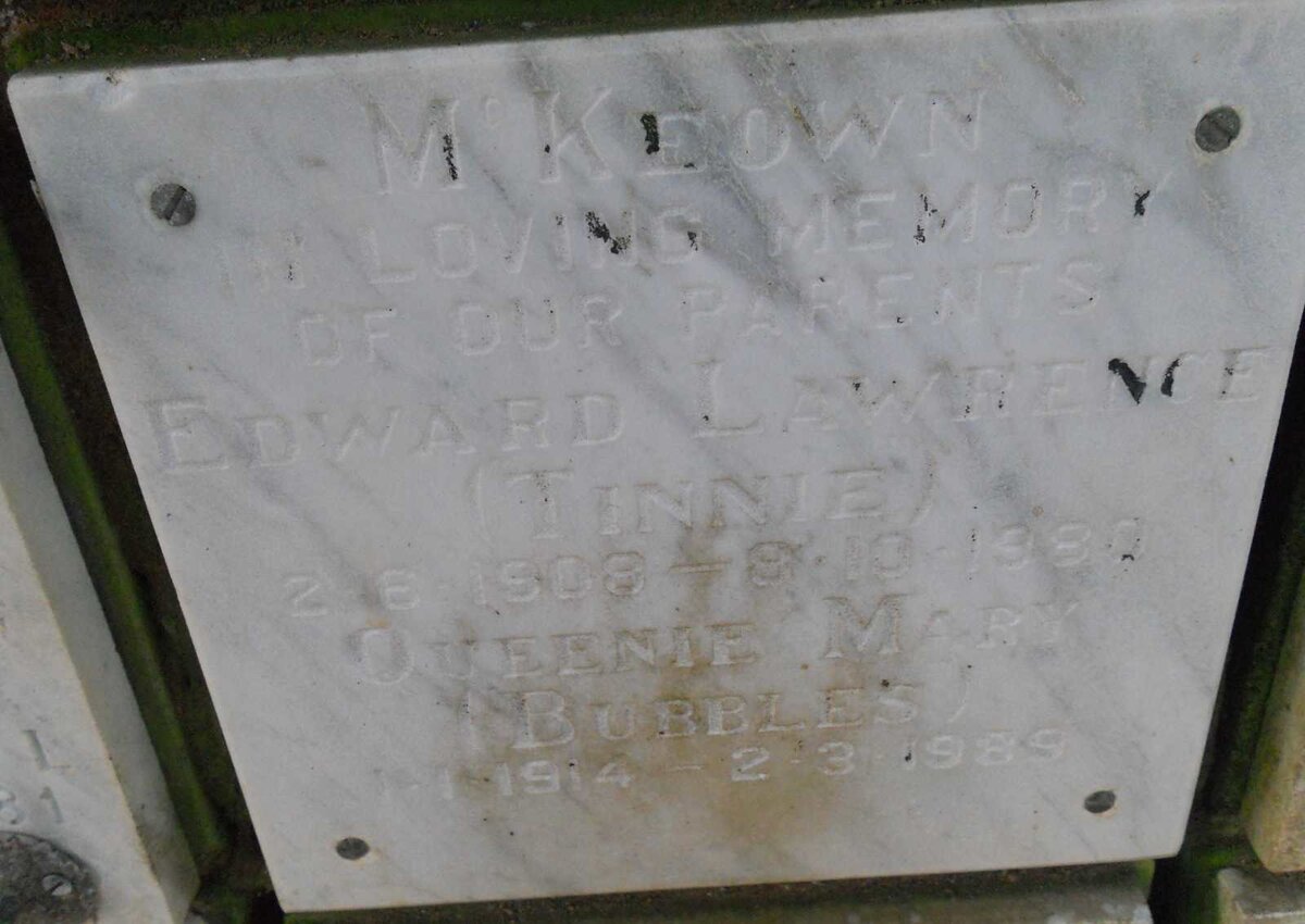 McKEOWN Edward Lawrence 1908-1980 &amp; Queenie Mary 1914-1989
