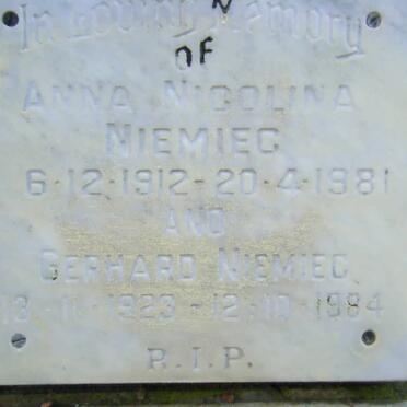NIEMIEC Gerhard 1923-1984 &amp; :: NIEMIEC Anna Nicolina 1912-1981