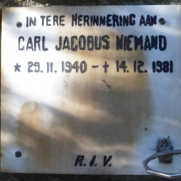 NIEMAND Carl Jacobus 1940-1981