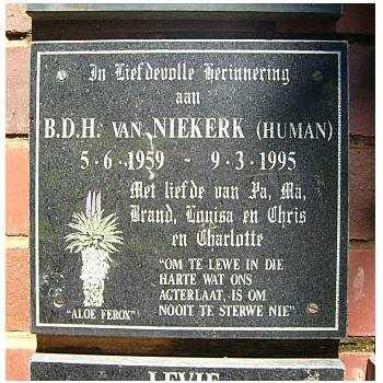 NIEKERK B.D.H., van 1959-1995