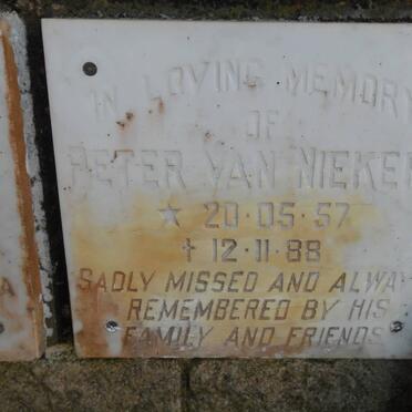 NIEKERK Peter, van 1957-1988