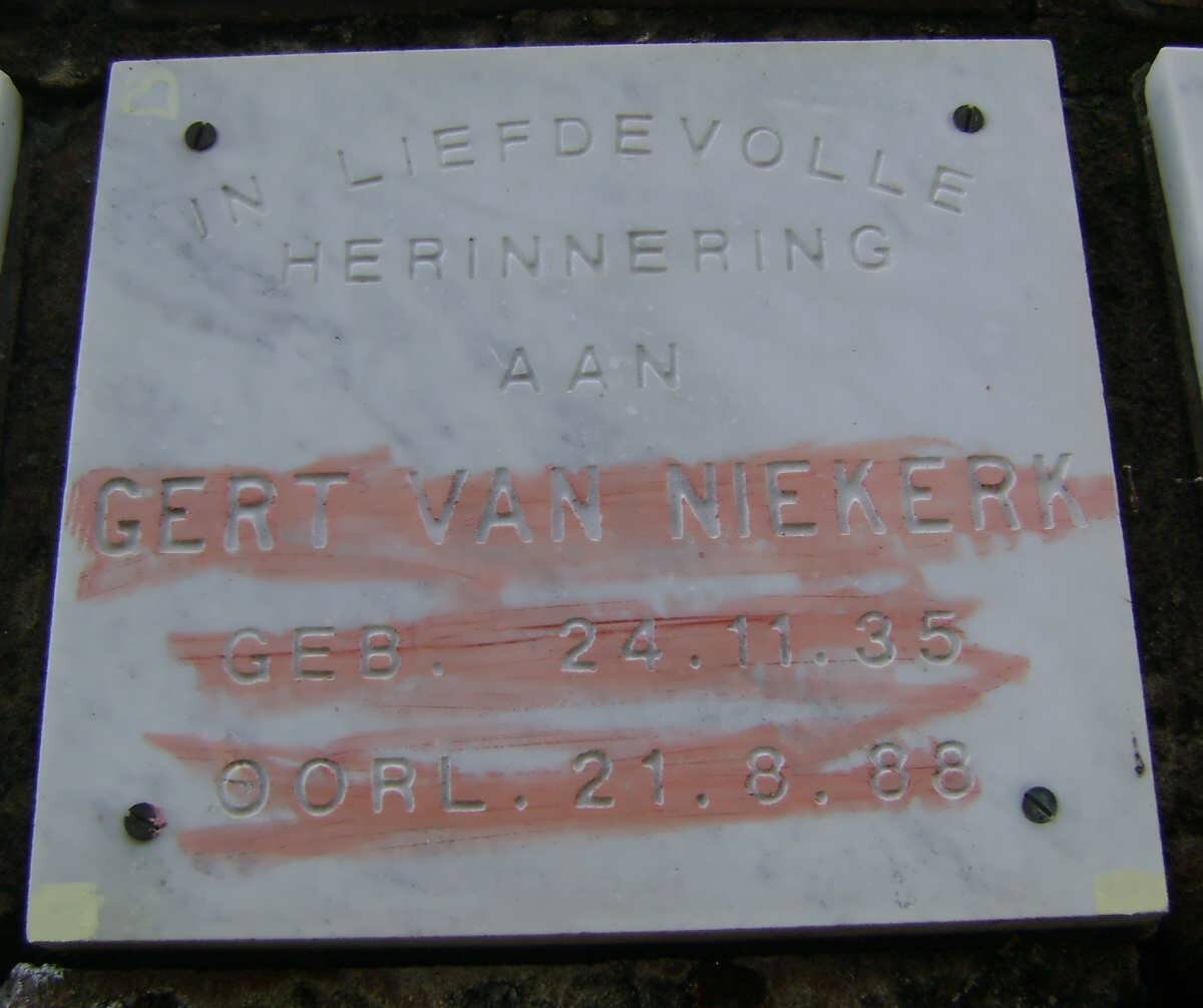 NIEKERK Gert, van 1935-1988