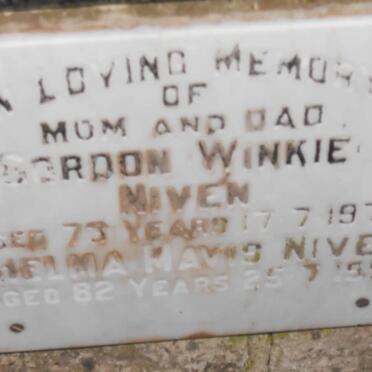 NIVEN Gordon Winkie -1978 &amp; Thelma Mavis -1991