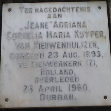 NIEUWENHUIJZEN Adriana Cornelia Maria Kuyper, van  1893-1960
