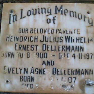 OELLERMANN Heindrich Julius Wilhelm Ernest 1900-1978 &amp; Evelyn Agnes 1907-1985