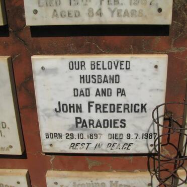 PARADIES John Frederick 1897-1987