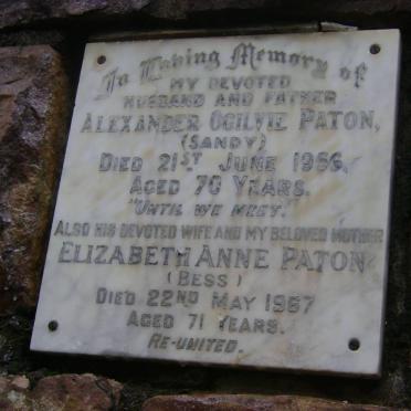 PATON Alexander Ogilvie -1956 &amp; Elizabeth Anne -1967