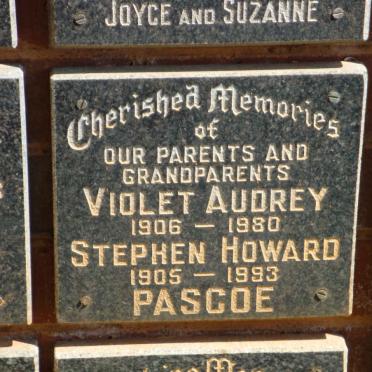 PASCOE Stephen Howard 1905-1993 &amp; Violet Audrey 1906-1980