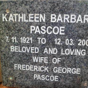 PASCOE Kathleen Barbara 1921-2001