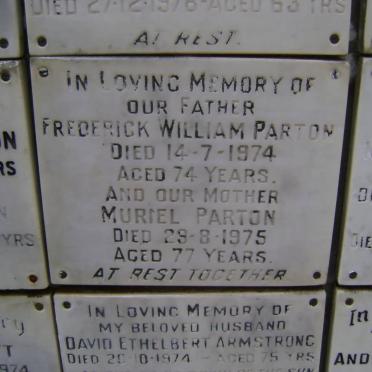 PARTON Frederick William -1974 &amp; Muriel -1975