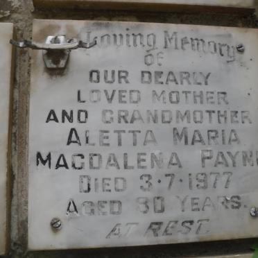 PAYNE Aletta Maria Magdalena -1977