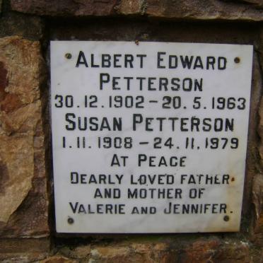 PETTERSON Albert Edward 1902-1963 &amp; Susan 1908-1979