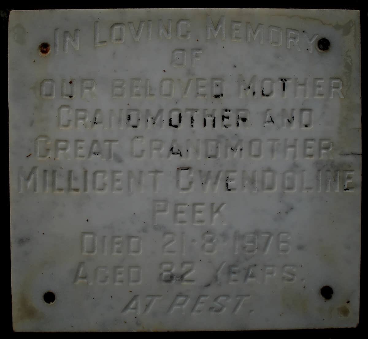 PEEK Millicent Gwendoline -1976