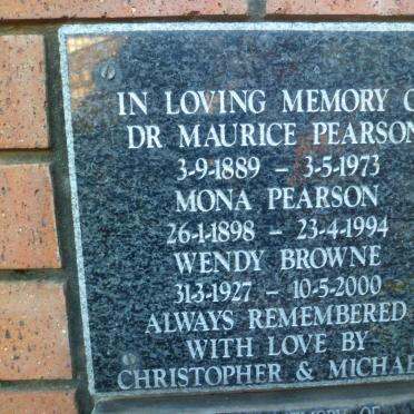 PEARSON Maurice 1889-1973 &amp; Mona 1898-1994 :: BROWNE Wendy 1927-2000