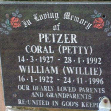 PETZER William 1922-1996 &amp; Coral 1927-1992