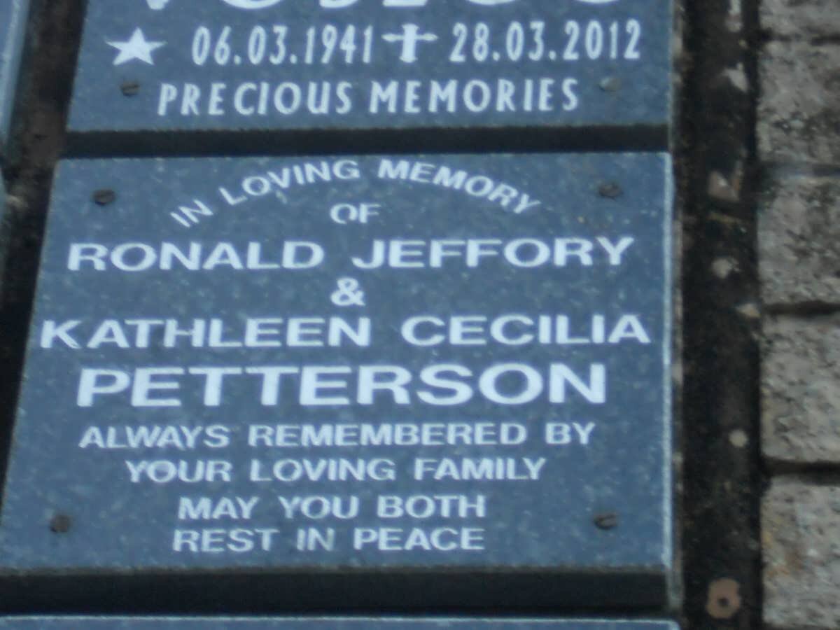PETTERSON Ronald Jeffory &amp; Kathleen Cecilia