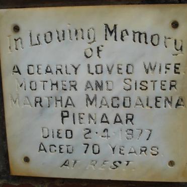 PIENAAR Martha Magdalena -1977