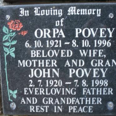 POVEY John 1920-1998 &amp; Orpa 1921-1996