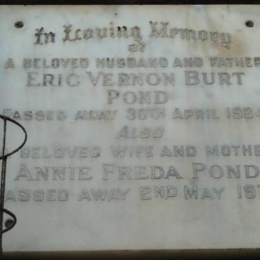 POND Eric Vernon Burt -1964 &amp; Annie Freda -1970