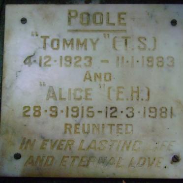 POOLE T.S. 1923-1983 &amp; E.H. 1915-1981