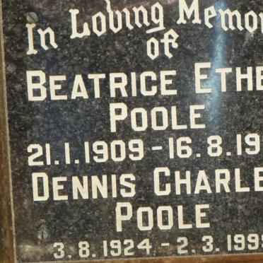 POOLE Dennis Charles 1924-1999 &amp; Beatrice Ethel 1909-1992