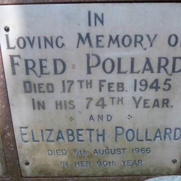 POLLARD Fred -1945 &amp; Elizabeth -1966
