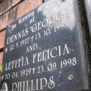 PHILLIPS Dennis George 1927-1993 &amp; Letitia Felicia 1929-1998