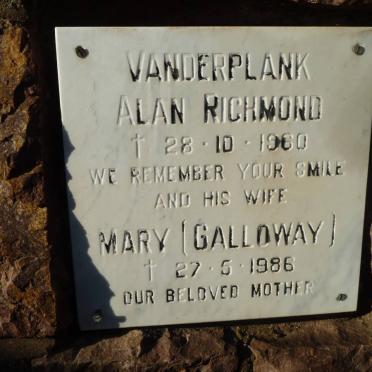 PLANK Alan Richmond, van der -1960 &amp; Mary GALLOWAY -1986