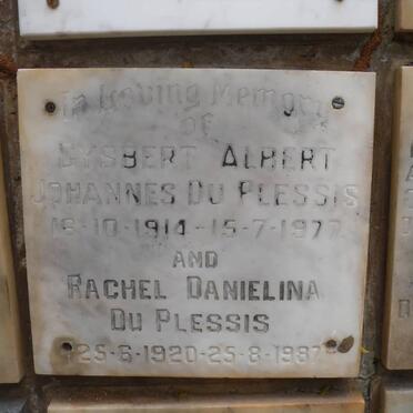 PLESSIS Gysbert Albert Johannes, du 1914-1977 &amp; Rachel Danielina 1920-1987