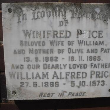 PRICE William Alfred 1886-1973 &amp; Winifred 1882-1965