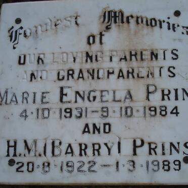 PRINS H.M. 1922-1989 &amp; Marie Engela 1931-1984