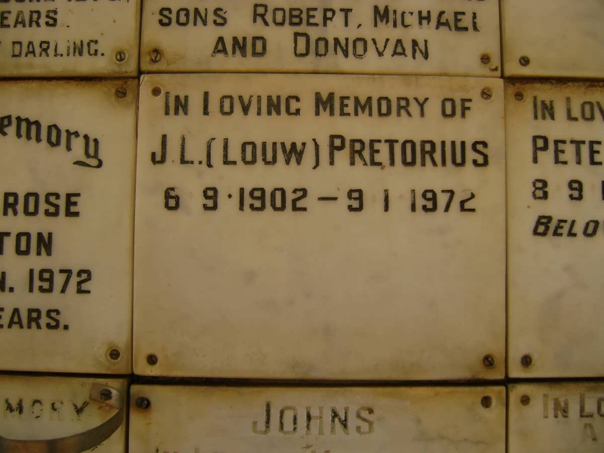PRETORIUS J.L. 1902-1972