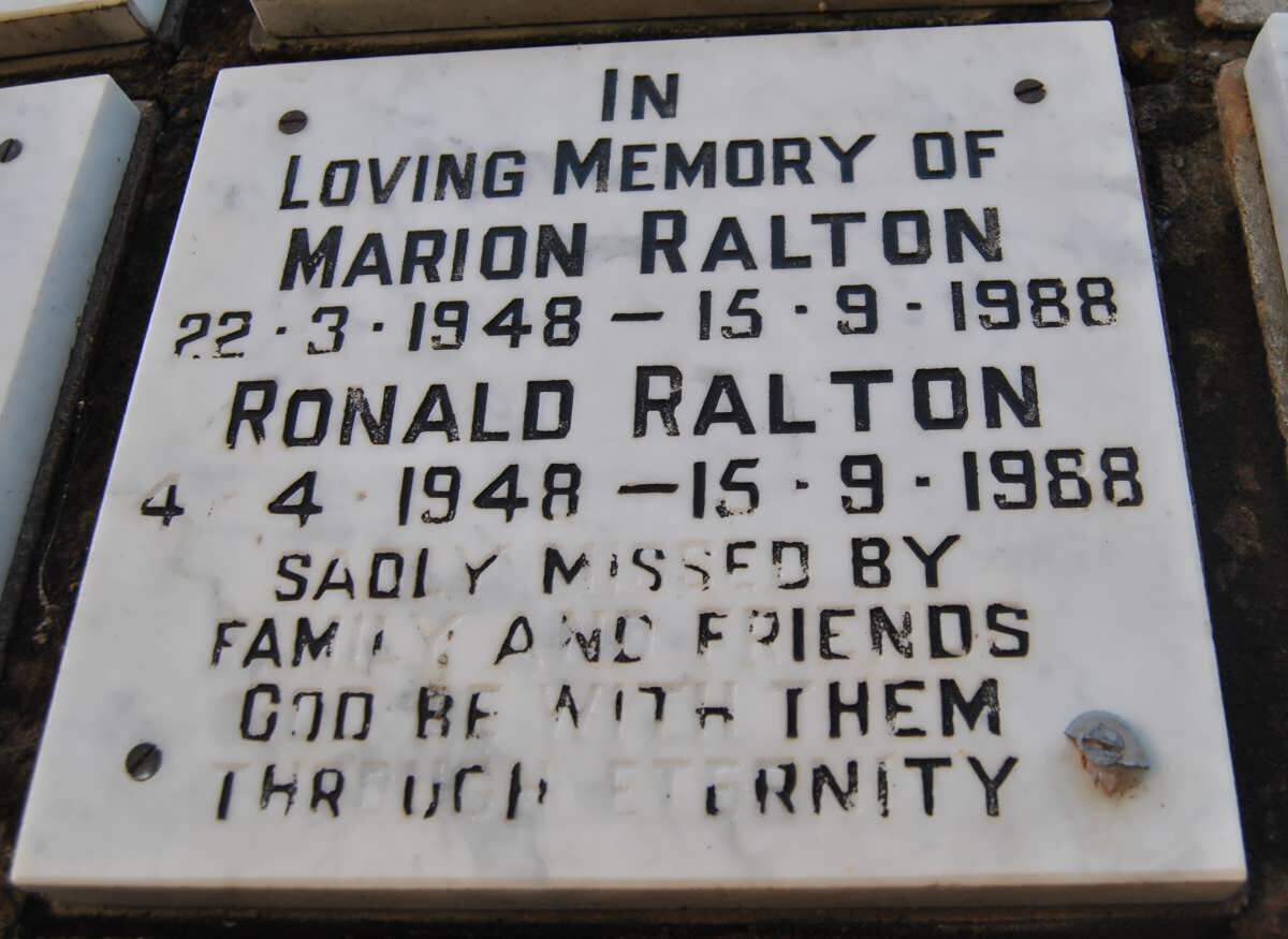 RALTON Ronald 1948-1988 &amp; Marion 1948-1988