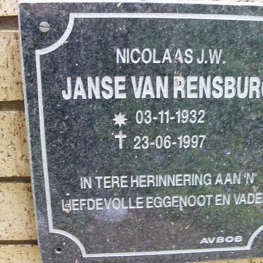 RENSBURG Nicolaas J.W., Janse van 1932-1997