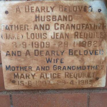 REQUILET Louis Jean 1909-1982 &amp; Mary Alice 1907-1985
