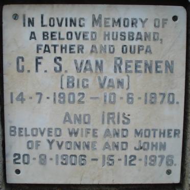 REENEN C.F.S., van 1902-1970 &amp; Iris 1906-1976