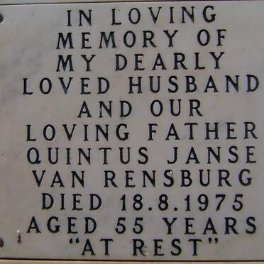 RENSBURG Quintus, Janse van -1975