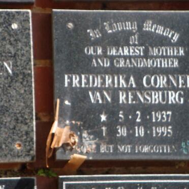 RENSBURG Frederika Cornelia, van 1937-1995