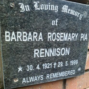 RENNISON Barbara Rosemary Pia 1921-1999