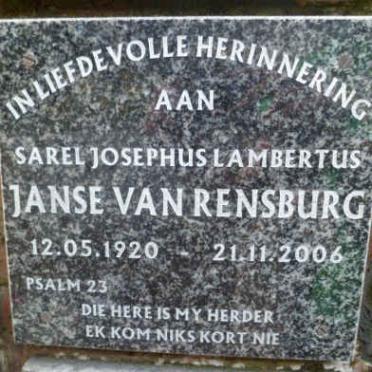 RENSBURG Sarel Josephus Lambertus, Janse van 1920-2006