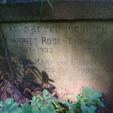 ROSE Thomas S. 1873-1939 &amp; Harriet 1867-1933 :: BELL Charles F. 1899-1955 &amp; Olive Mary 1907-1975