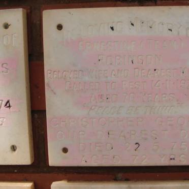 ROBINSON Christopher George -1975 &amp; Ernestine -1973