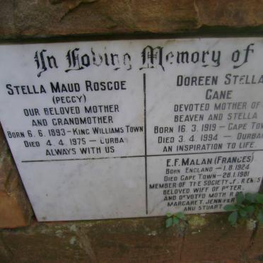 ROSCOE Stella Maud 1893-1975 :: GANE Doreen Stella 1919-1994 :: MALAN E.F. 1924-1981