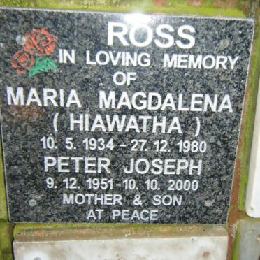 ROSS Peter Joseph 1951-2000 :: ROSS Maria Magdalena 1934-1980