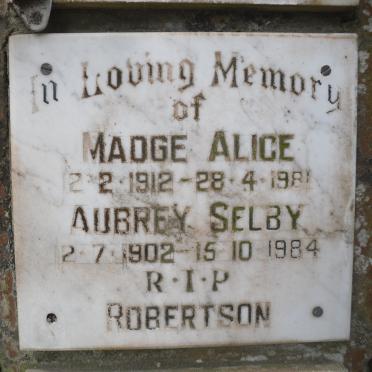 ROBERTSON Aubrey Selby 1902-1984 :: ROBERTSON Madge Alice 1912-1981
