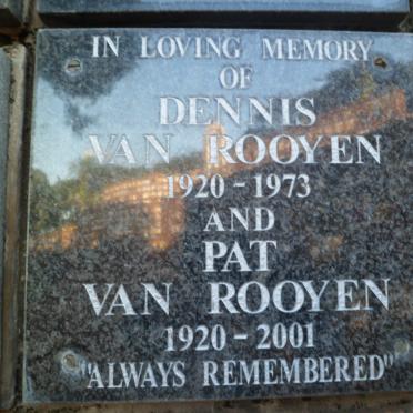 ROOYEN Dennis, van 1920-1973 &amp; Pat 1920-2001