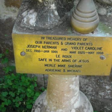 ROUX Joseph Herman, Le 1916-1991 &amp; Violet Caroline 1925-1998