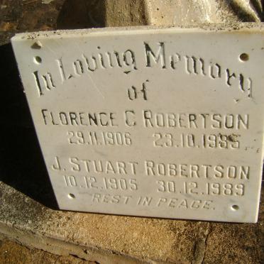 ROBERTSON J. Stuart 1905-1989 &amp; Florence C. 1906-1985