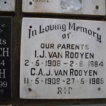 ROOYEN I.J., van 1908-1984 &amp; C.A.J. 1908-1985